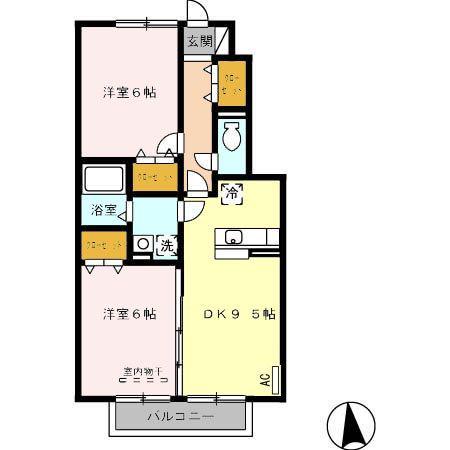 グランモア TOJIKI(2DK/1階)の間取り写真