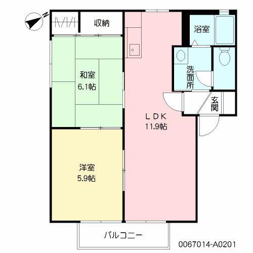 アクィール (2LDK/2階)の間取り写真