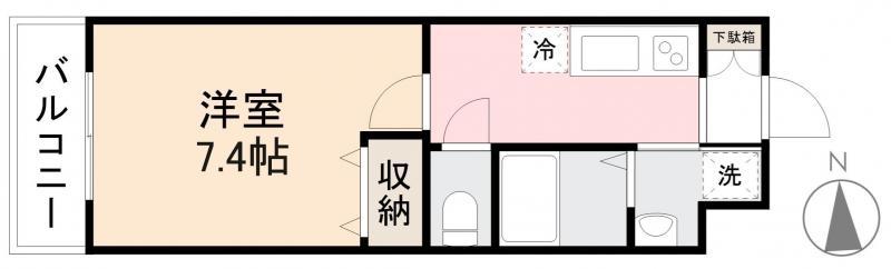 スミタスヴィラ瀬戸内II(1K/1階)の間取り写真