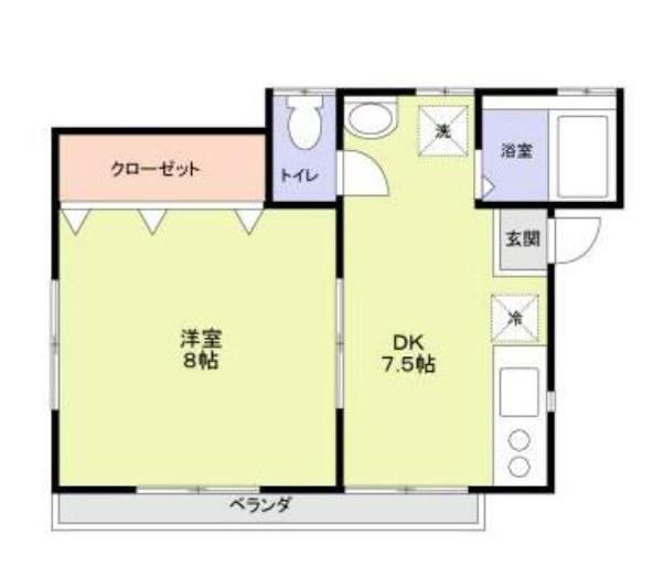 ベルナール(1DK/2階)の間取り写真