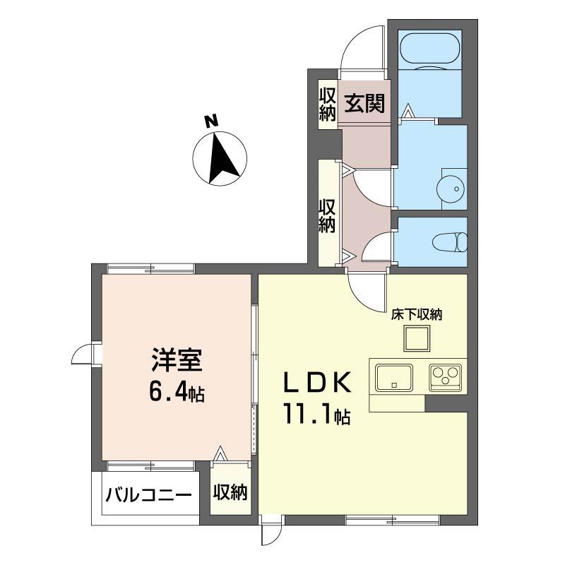 メルベーユ(1LDK/1階)の間取り写真