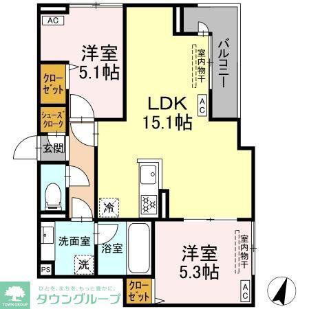 セレスティア船橋II(2LDK/3階)の間取り写真