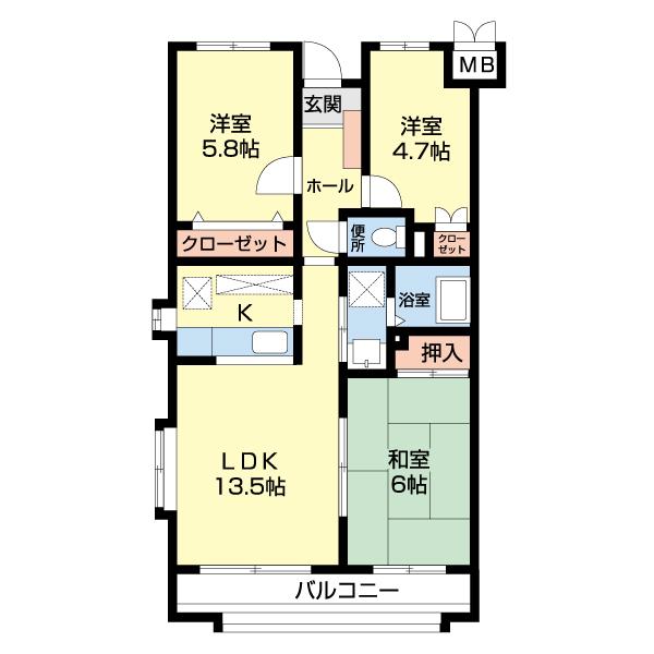 ふるさと(3LDK/3階)の間取り写真