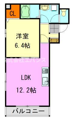 プレシア千葉中央(1LDK/4階)の間取り写真