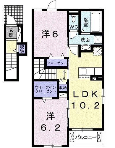 RISE LIGHT(2LDK/2階)の間取り写真