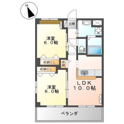 ル・レーヴ グラシュー(2LDK/2階)の間取り写真
