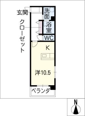 パークサイド幡野(ワンルーム/2階)の間取り写真