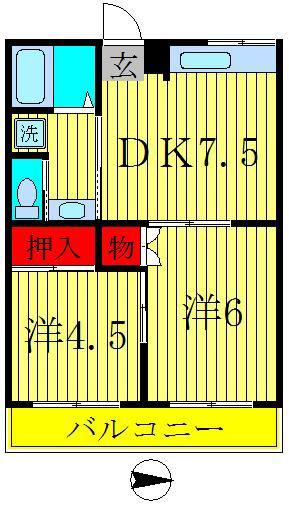 メゾン梅沢(2DK/3階)の間取り写真