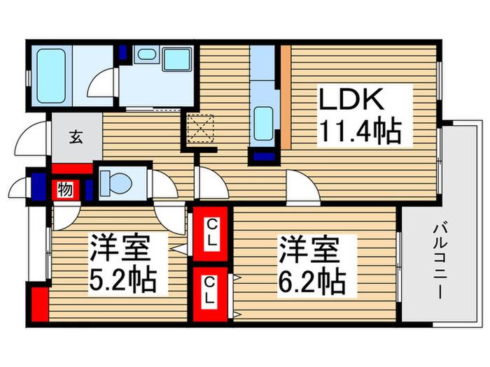 タートルクレインふじみ野II(2LDK/3階)の間取り写真