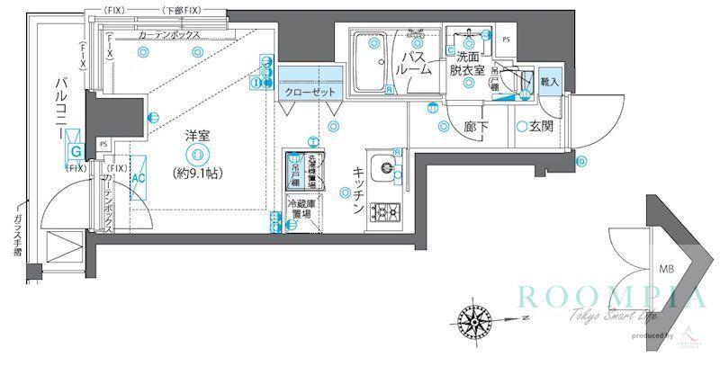 ZOOM新宿下落合(ワンルーム/11階)の間取り写真