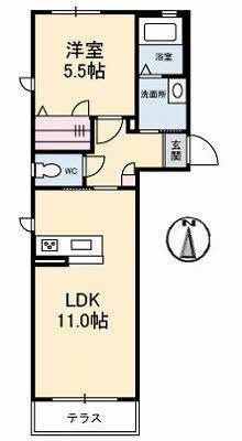 オーキッド(1LDK/1階)の間取り写真
