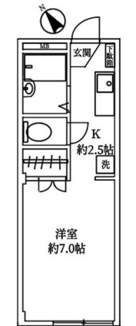 女子医大通サンホーム(1K/1階)の間取り写真