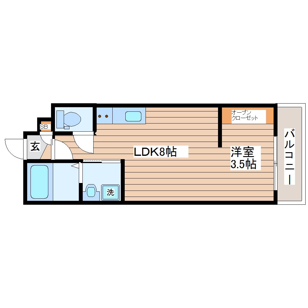 ASUIT山田新町(1LDK/3階)の間取り写真