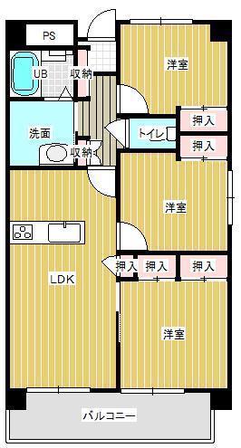グラード西川津II(3LDK/10階)の間取り写真