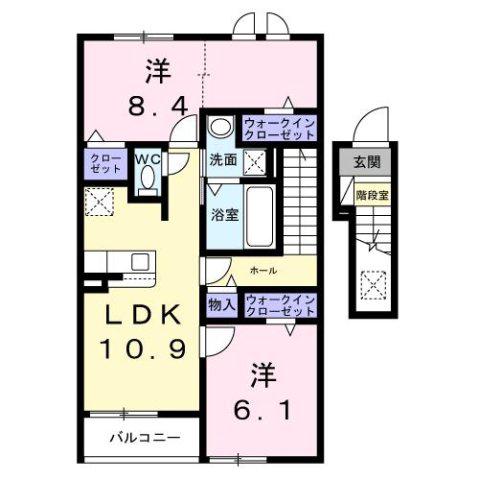 ラフォンテ(2LDK/2階)の間取り写真