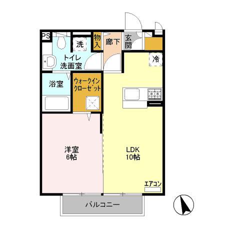 グリーンヒル(1LDK/1階)の間取り写真