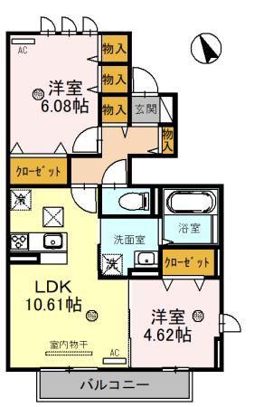 CENTRAL S(2LDK/1階)の間取り写真