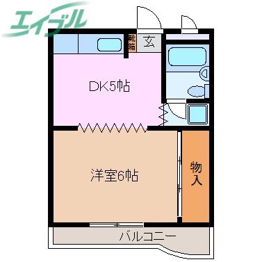 寿ハイツ(1DK/3階)の間取り写真