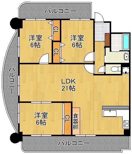 クレセール守恒(3LDK/1階)の間取り写真