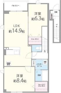 ヴェルブレス(2LDK/2階)の間取り写真