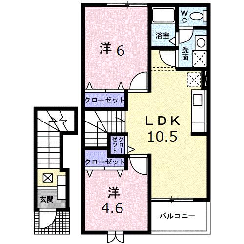 ボニータテラ(2LDK/2階)の間取り写真