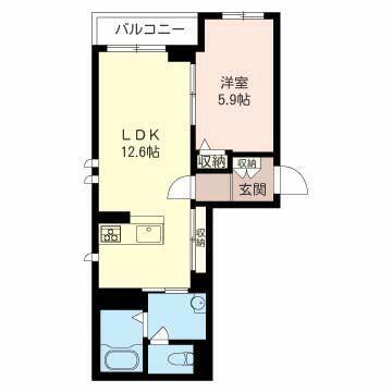 ブランシェ・ボヌールV-A(1LDK/1階)の間取り写真
