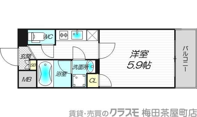 プリマヴェーラ南森町(1K/8階)の間取り写真