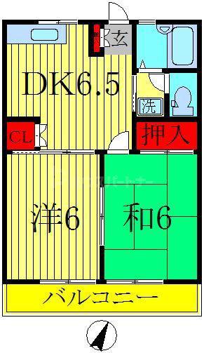 第2サンハイツ(2DK/2階)の間取り写真