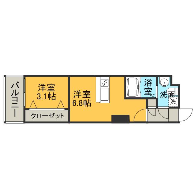 CLUB ORIENT NO72(1DK/2階)の間取り写真
