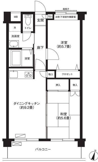 ファミール井荻(2DK/3階)の間取り写真