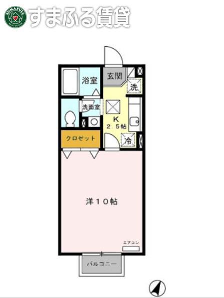 リヴィエール入船(1K/1階)の間取り写真