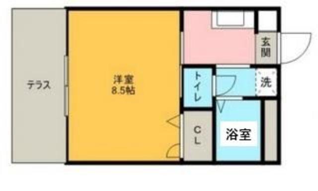 サンライズ友丘C(1K/2階)の間取り写真