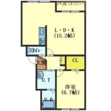 ヴァンクレールIII(1LDK/4階)の間取り写真