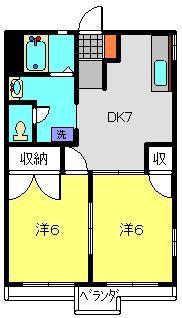パルビレッジK(2DK/2階)の間取り写真