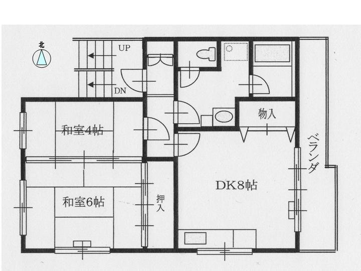 ハイツトマ(2DK/2階)の間取り写真