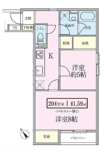 BM南町(1K/2階)の間取り写真