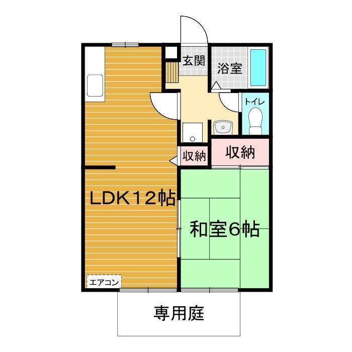 エステートモアC棟(1LDK/1階)の間取り写真