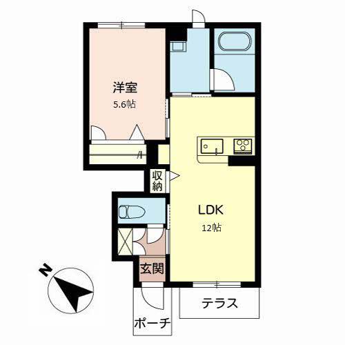 カーサグラス シュデステB(1LDK/1階)の間取り写真