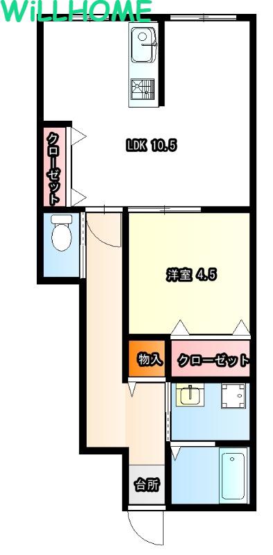 TJ前田(1LDK/1階)の間取り写真
