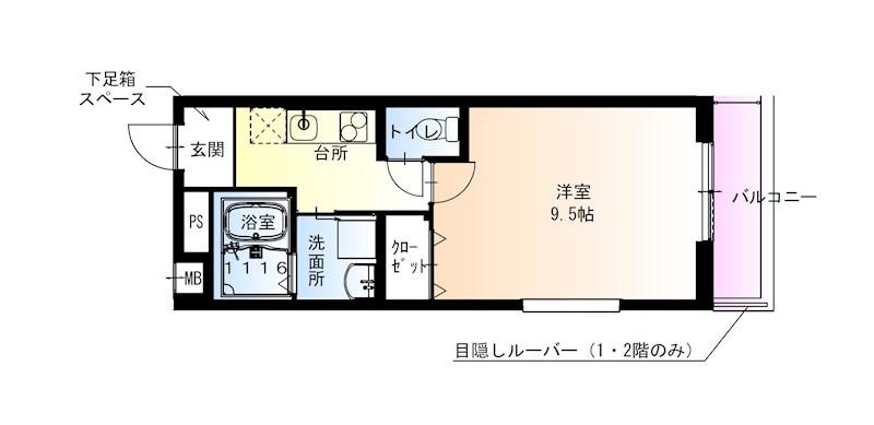 フジパレス西宮久寿川(1K/3階)の間取り写真