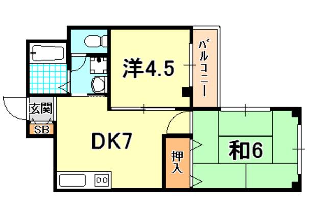 クレールK(2DK/3階)の間取り写真