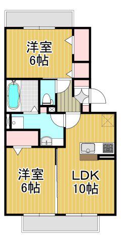 イルソーレ吉川美南 アランチャ(2LDK/2階)の間取り写真