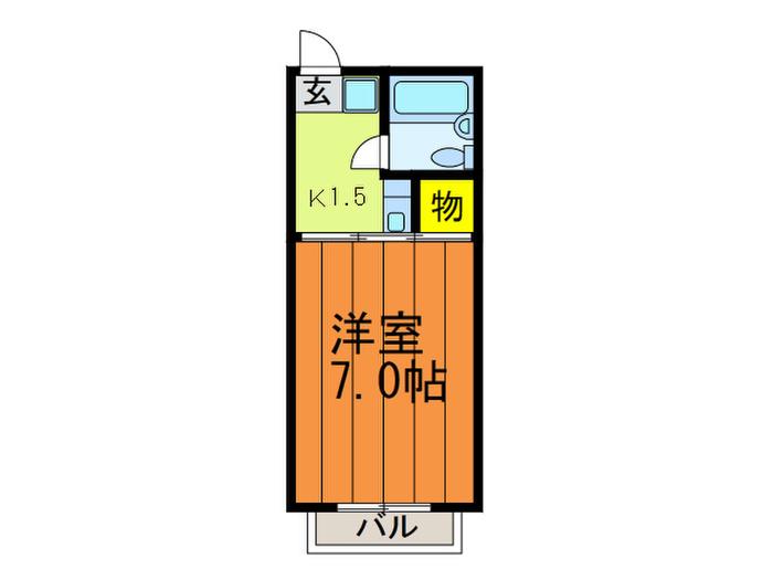 ハイツ大村(1K/2階)の間取り写真