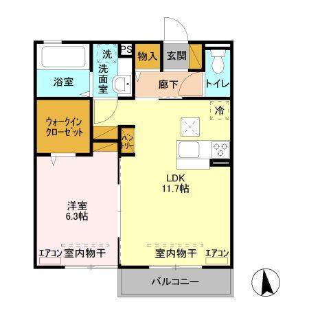 ハピネス(1LDK/1階)の間取り写真