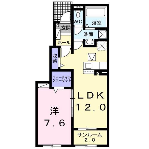 フィオーレ・ルーチェ I(1LDK/1階)の間取り写真