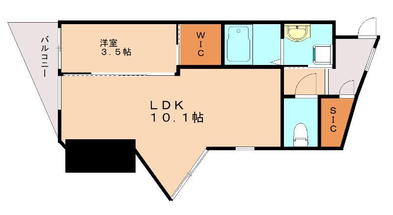 ウィングス重住(1LDK/9階)の間取り写真