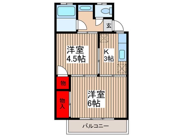 メゾンハタノ(2K/2階)の間取り写真