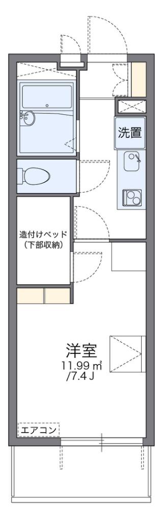 レオパレス21リバーアイランド(1K/1階)の間取り写真