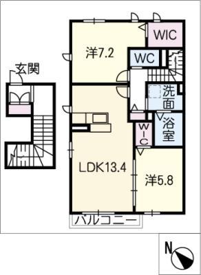 ARC ANGE(2LDK/2階)の間取り写真