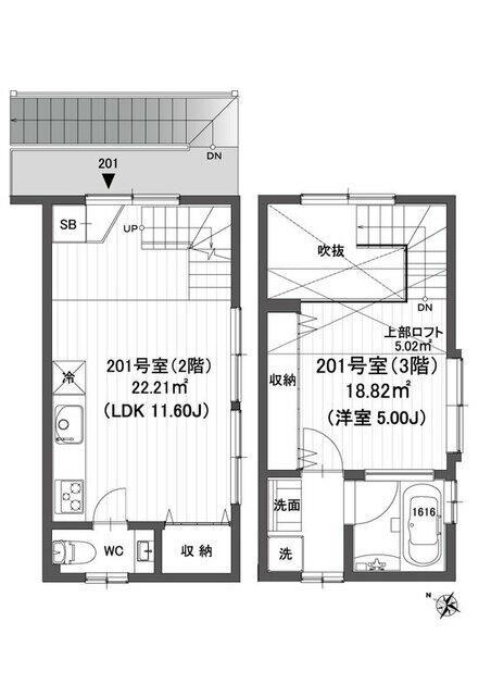 クラソ洗足(1LDK/3階)の間取り写真